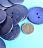 Large Navy Blue Indigo Coconut Shell Buttons 3pk 30mm - Image 1