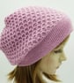 Handmade pale pink beret for women, knitted alpaca beanie hat - Image 1