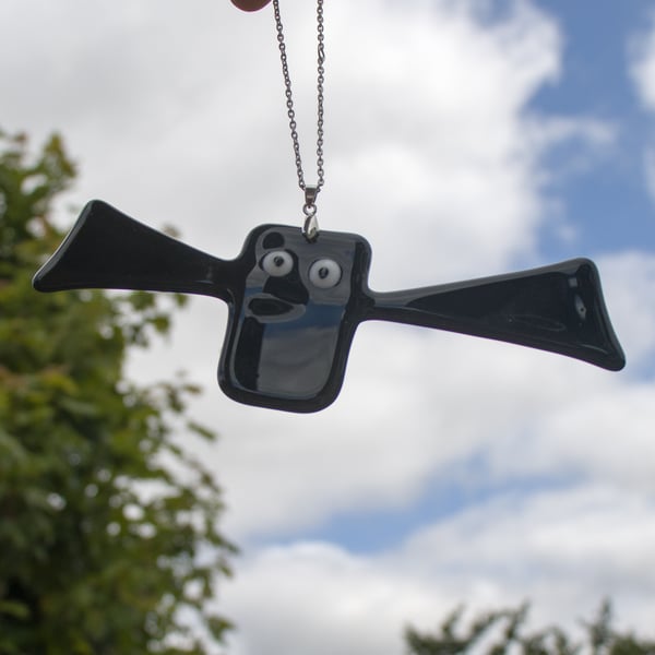 Hanging Bat - Black Fused Glass - 6131