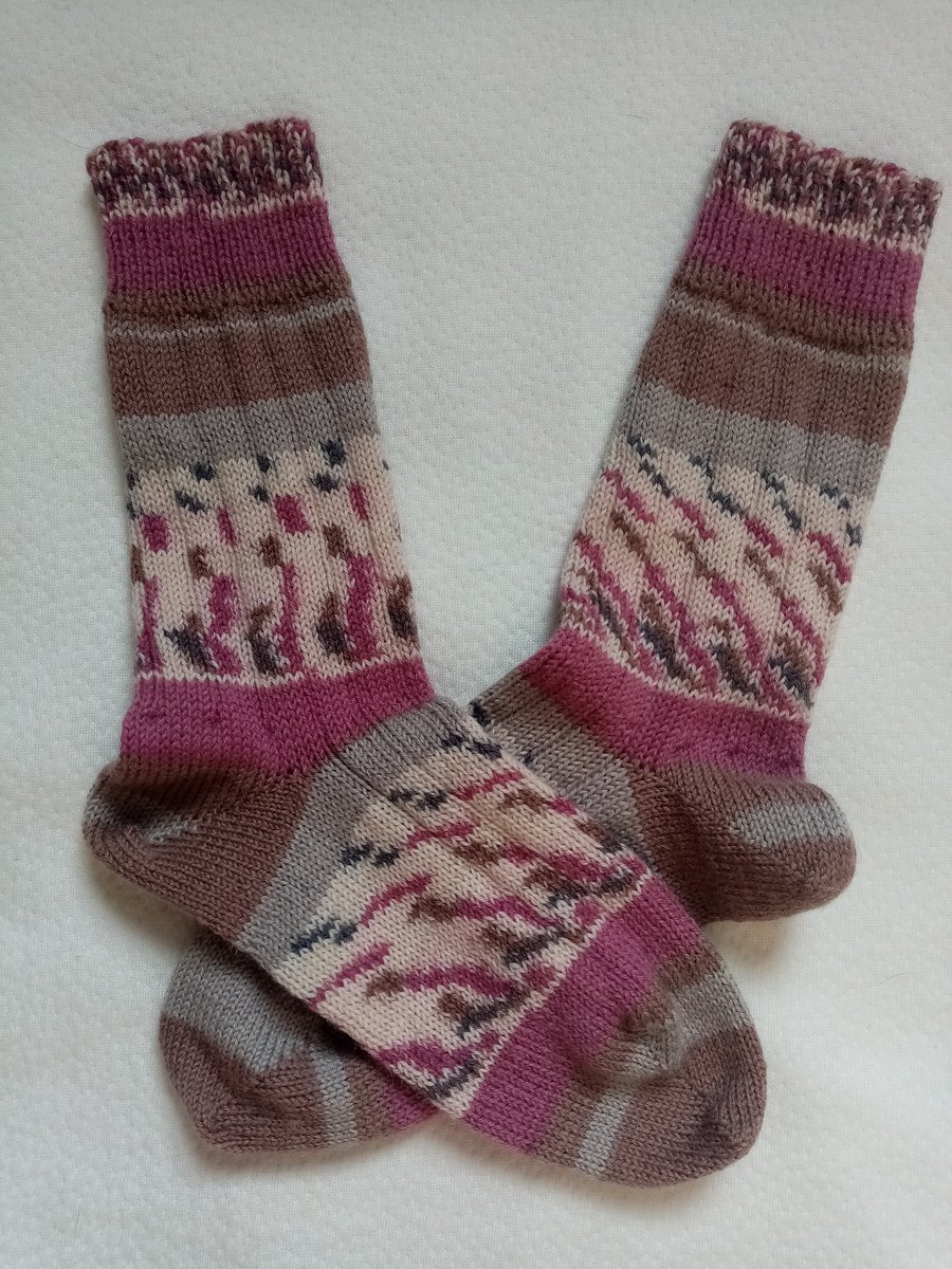 Knitted Ribbed Wool Socks Size 6 to 7