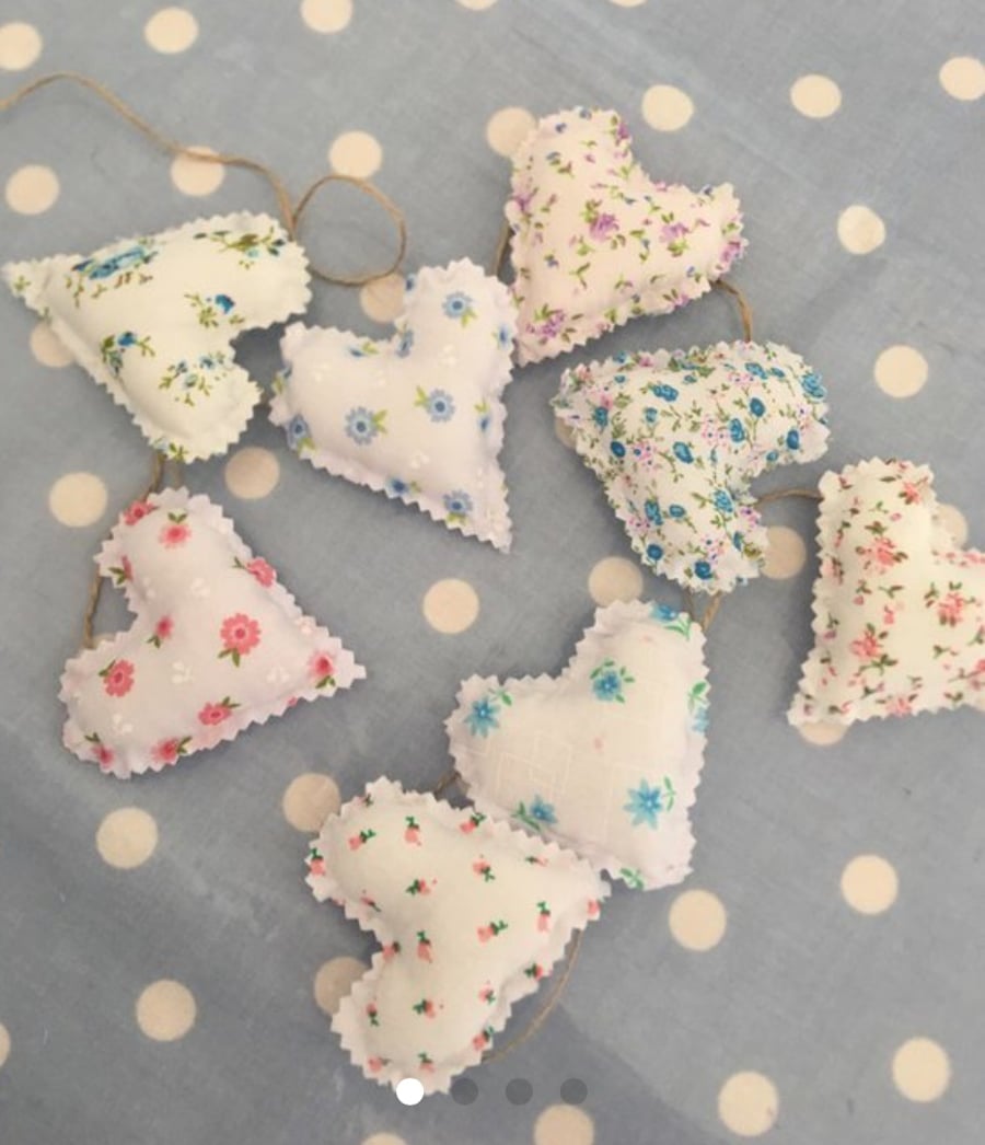 Shabby chic Mini heart garland ,bunting