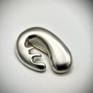 Sterling Silver Chunky Biomorphic Brooch