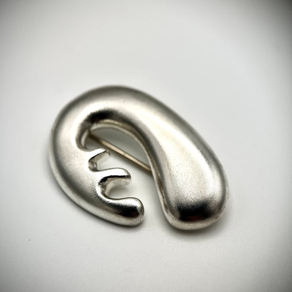 Sterling Silver Chunky Biomorphic Brooch