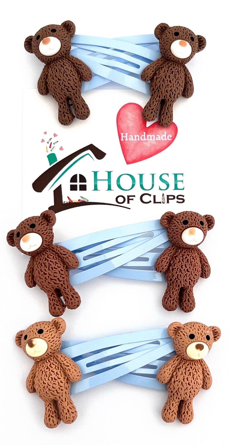 Goodnight Bear Clips x2 - Teddy Bear Hair Clips - Fun Hair Clips - Teddy Bear Gi