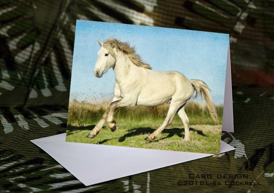 Exclusive Handmade Horse Greetings Card on Archive Photo Paper