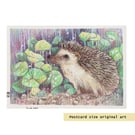 Little Hedgehog drawing, letterbox art gift, original art
