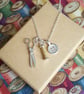 Sewing Charms Necklace, Gift for Maker, Button, Bobbin & Scissors - Image 3