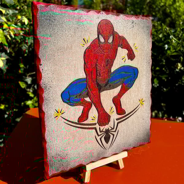 Spiderman bespoke wooden plaque 