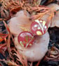 Red and Gold Leaf Circle Dangle Earrings