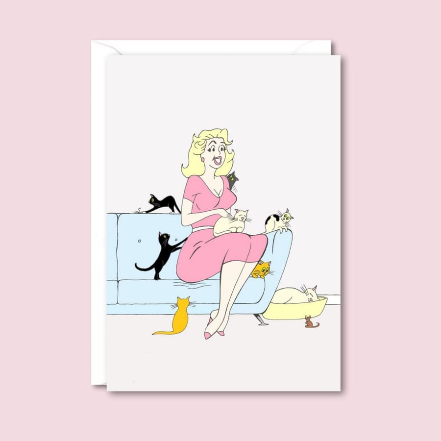 Crazy Cat Lady Greetings Card, Ideal for a Cat Mum, Any Occasion Card