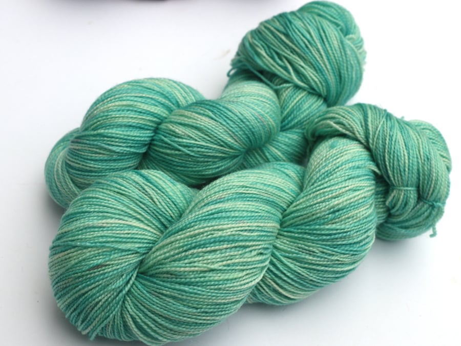 SALE: Moon Glow - Silver Sparkly Superwash merino 4 ply yarn