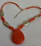 Orange And Gold Pendant Necklace And Matching Earrings - Image 4
