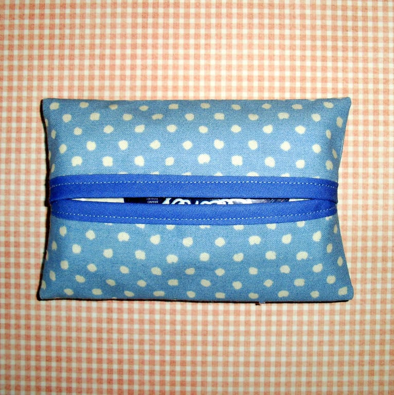 Pocket tissue holder pale blue spot