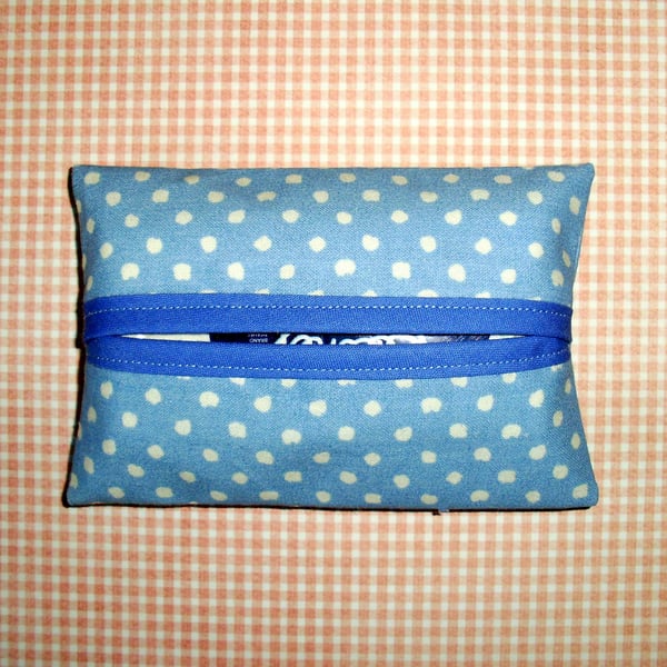 Pocket tissue holder pale blue spot