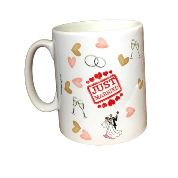 "Just Married" Wedding Gift Mug. Mugs for newlyweds