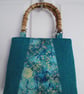 SOLD - Turquoise 'Harris Tweed' Handbag with Dragon Panel and Bamboo Handles - Image 5