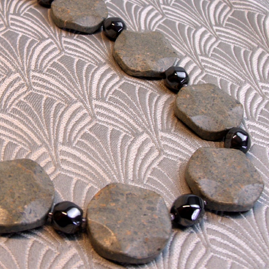 Jasper Necklace, Semi-Precious Stone Chunky Necklace, Handmade Necklace CC46