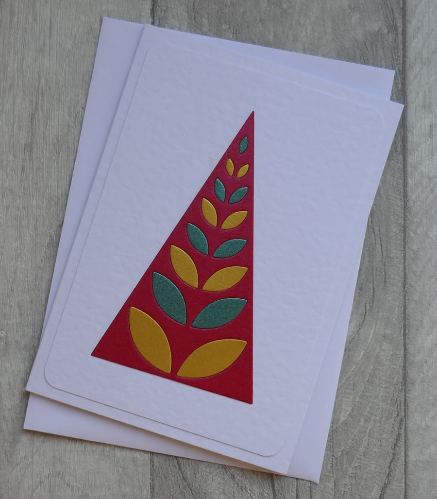 Modern Red, Gold and Green Christmas Tree - Christmas Card