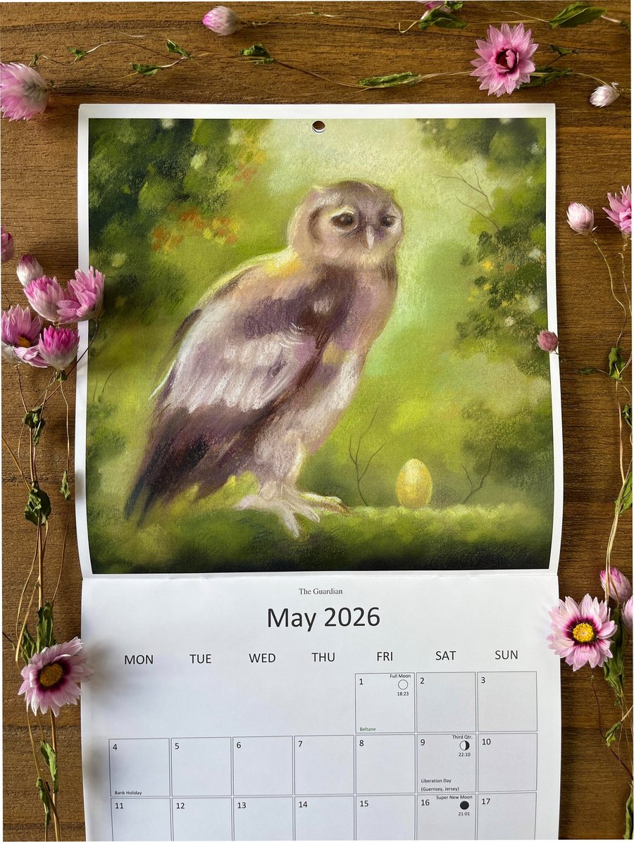 LARGE 2026 Wildlife Art Calendar: wall calendar, nature art, hare art, cat art