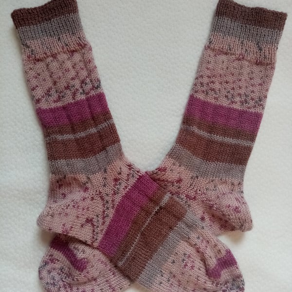 Knitted Ribbed Wool Socks Size 8 to 9