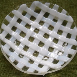 SALE -  White woven glass shallow dish