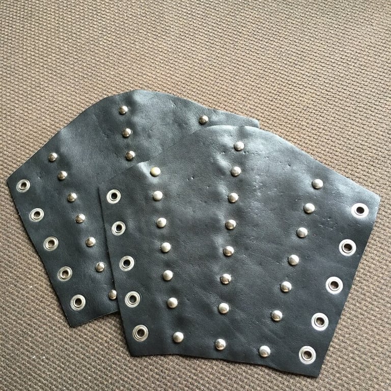 Black Leather Spotted Bracers - Large Pair (sold with lacing)