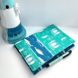 Penguin Journal Cover, Notebook, Diary, Planner Cover, Whales, Sharks, Fish.