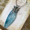 Blue Fairy Wing Sterling Silver Necklace