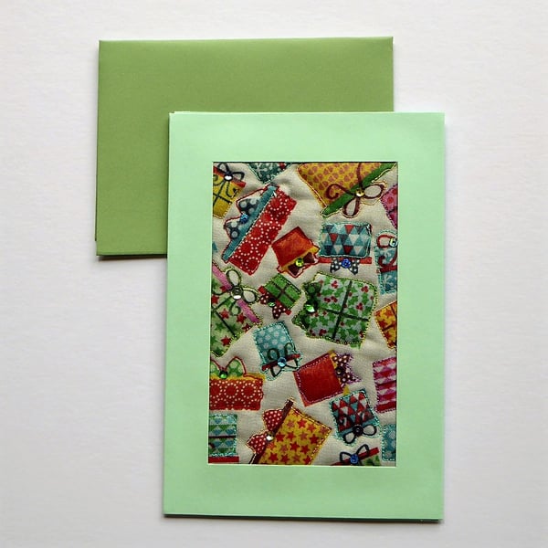 Individually Hand Crafted Textile Christmas Blank Card