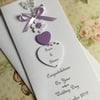 Personalised Handmade Wedding Day Card Lilac Engagement Any Anniversary 