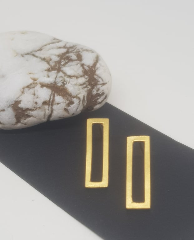 Nuria by Fedha - simple, minimalist, geometric studs in vermeil, gold on silver