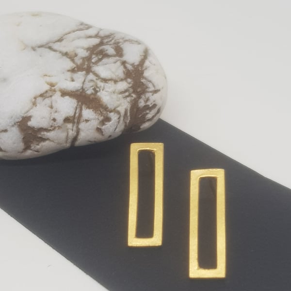 Nuria by Fedha - simple, minimalist, geometric studs in vermeil, gold on silver
