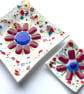 Floral Fused Glass Square Dish set  of two
