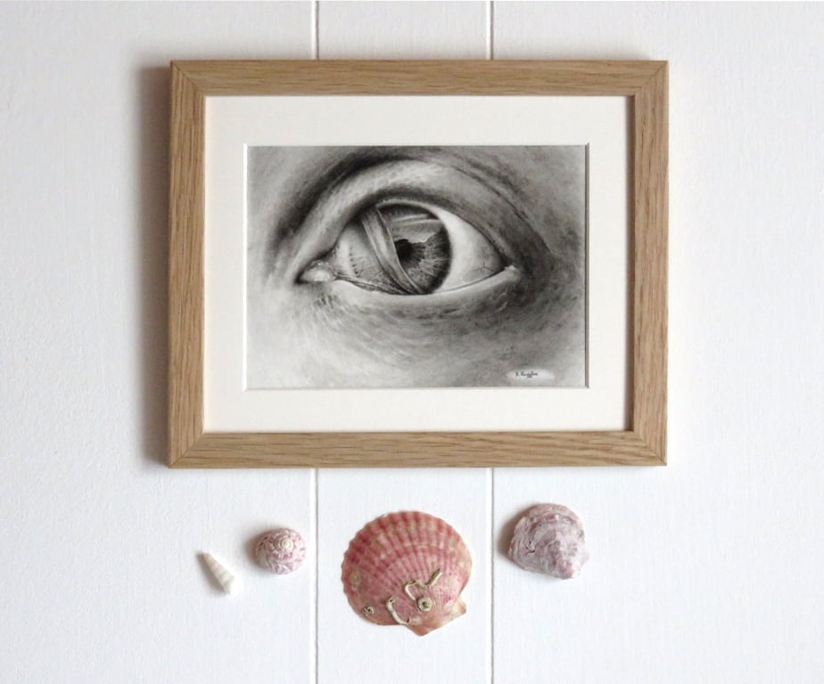 Charcoal pencil mermaid's eye drawing, 