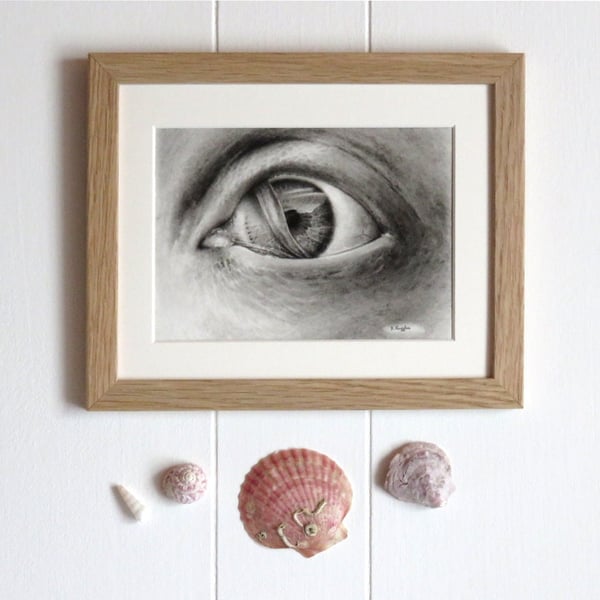 Charcoal pencil mermaid's eye drawing, 