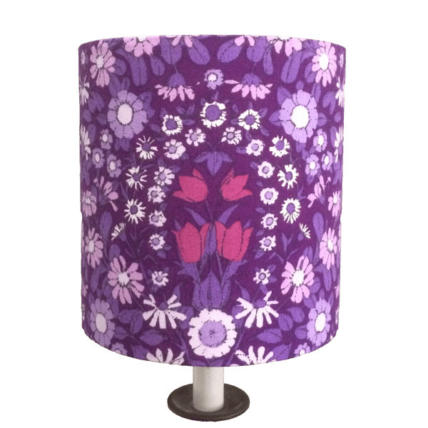 Purple Passion Floral Daisy Chain Pat Albeck  vintage fabric Lampshade option