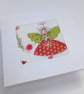 Christmas Snowflake Fairy card - hand embroidered fabric card