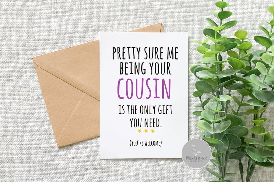 Funny cousin birthday card, Funny card from cousin, funny cousin birthday card, 