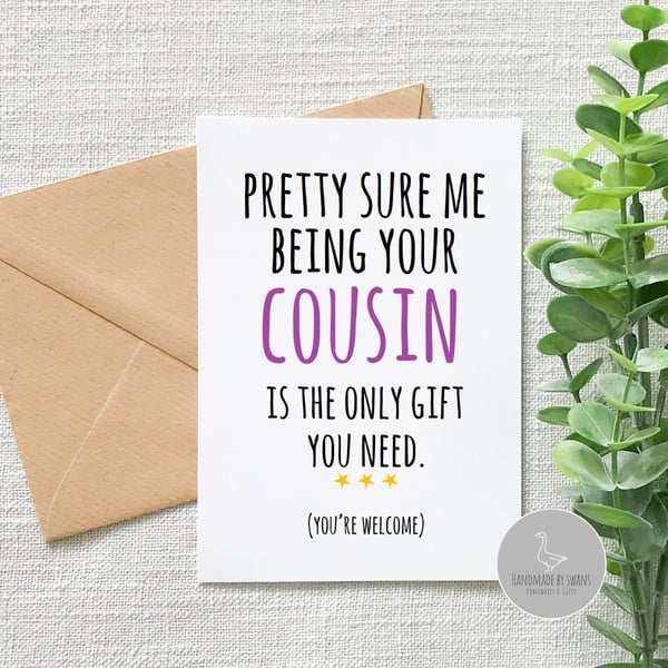 Funny cousin birthday card, Funny card from cousin, funny cousin birthday card, 