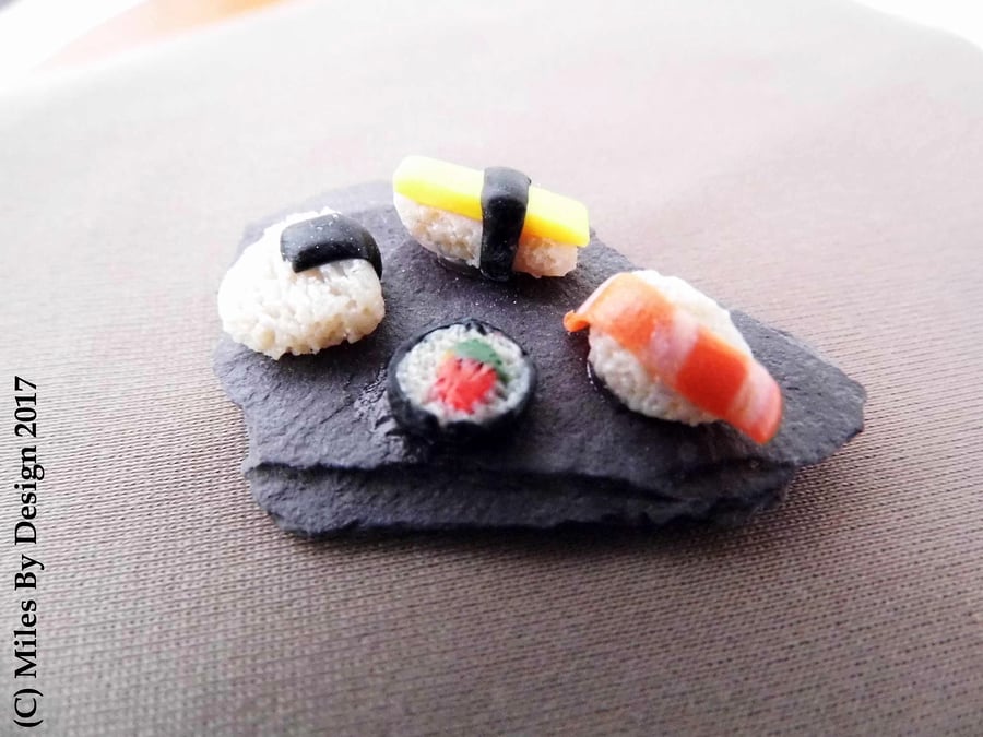 Miniature Sushi on Slate Board For Dolls House - Food