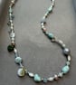 Handmade Larimar, Aquamarine & Pearl Choker – Natural Gemstone Necklace - Image 3