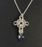 Sterling Silver Chainmaille and Crystal Pendant with a chain - Image 2