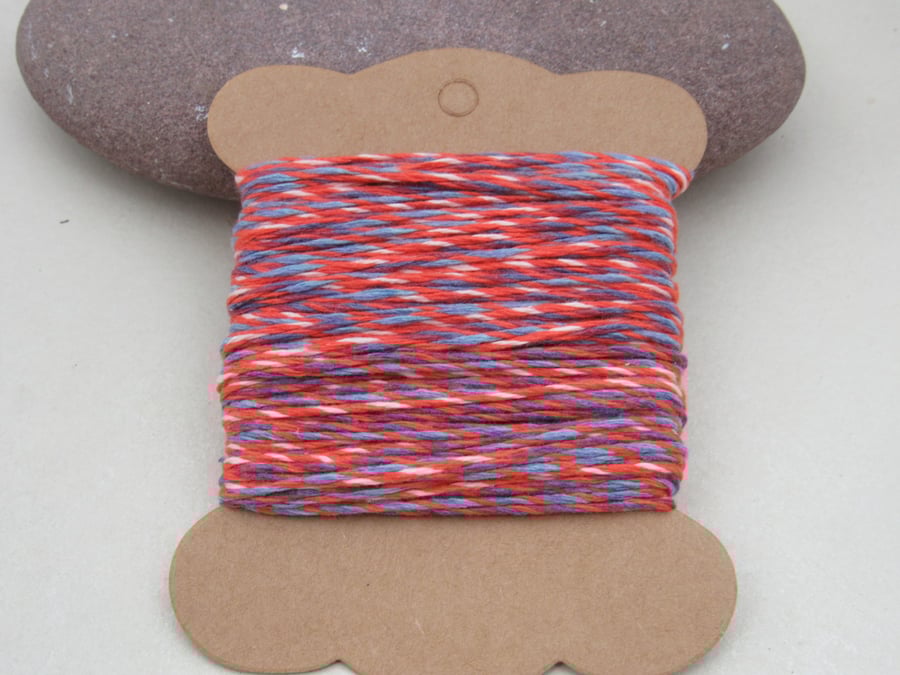 10m Soft Bright Red, Blue Cotton String