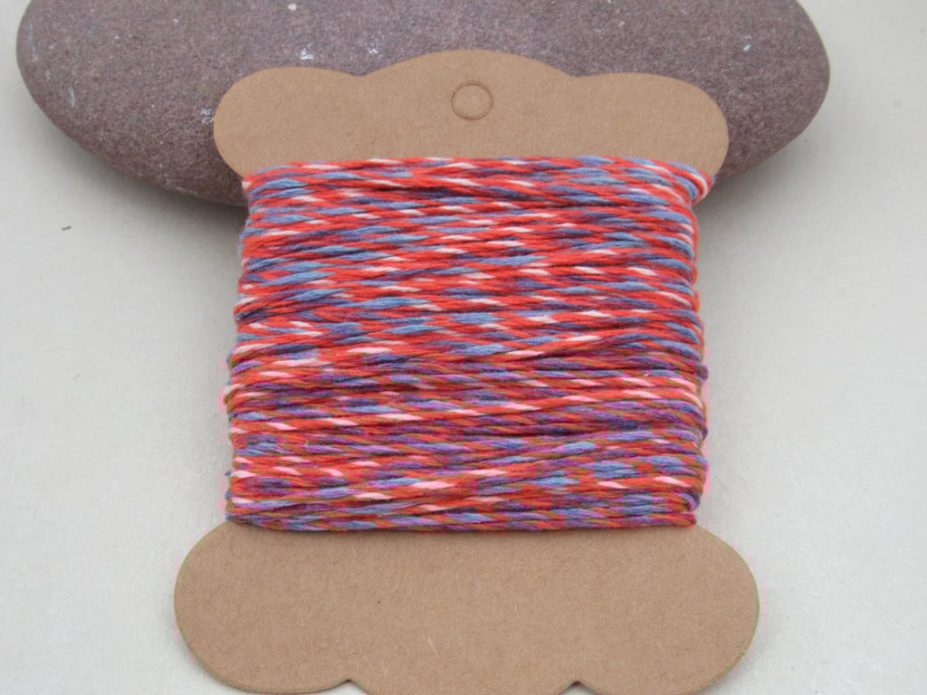 10m Soft Bright Red, Blue Cotton String
