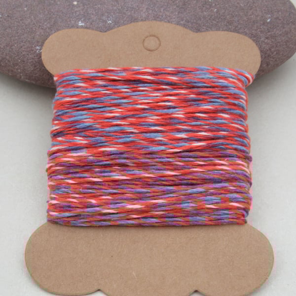 10m Soft Bright Red, Blue Cotton String