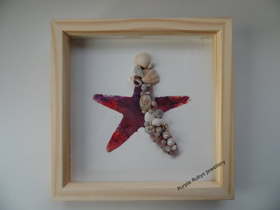 Purple Orange Tie-Dye Cornish Starfish Sea Glass, Sea Shell Picture P190