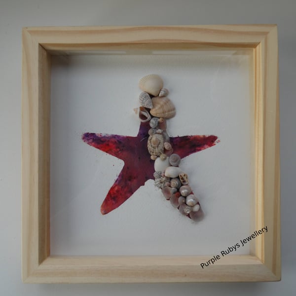 Purple Orange Tie-Dye Cornish Starfish Sea Glass, Sea Shell Picture P190