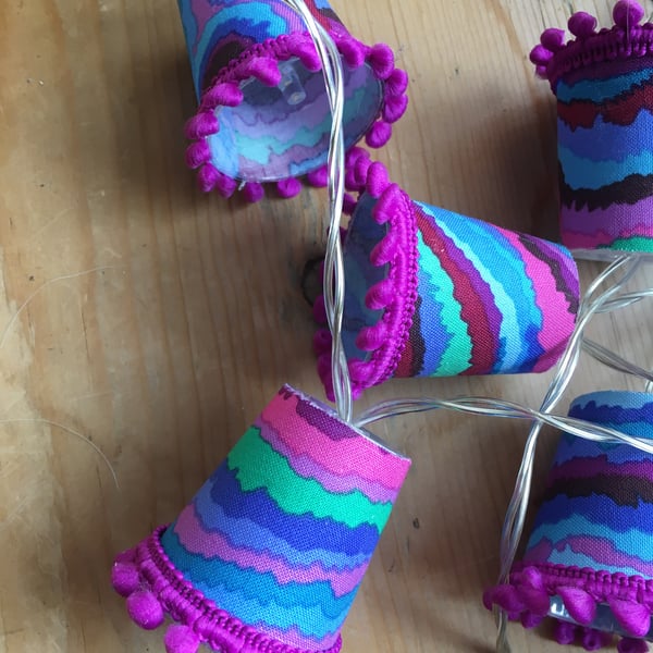 Upcycled Mini Lampshade Fairy Lights - Kaffe Fassett - Jupiter