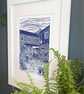 The Courtyard Café Limited Edition Lino Print in Blue - Image 3