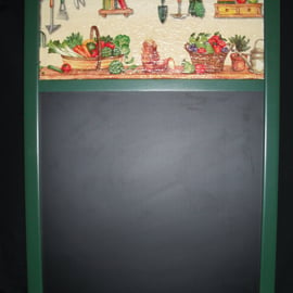 Decorated Chalk Board Blackboard Unusual Vintage Green Frame Gardener Vegetables